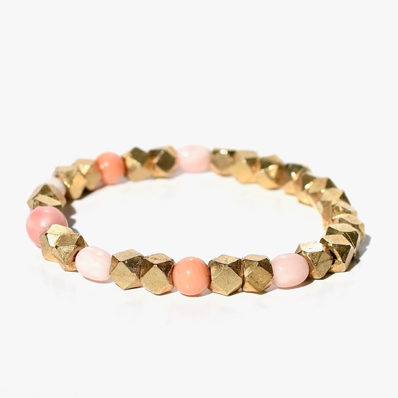 18k Vermeil Natural Coral Stretch Bracelet - Picture 2 of 4